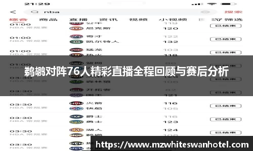 鹈鹕对阵76人精彩直播全程回顾与赛后分析